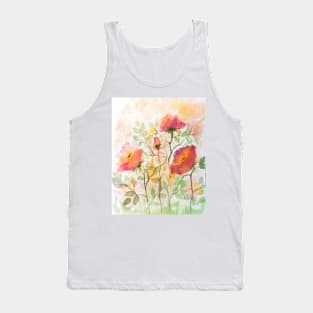 Dog Rose flowers watercolor painting Tank Top